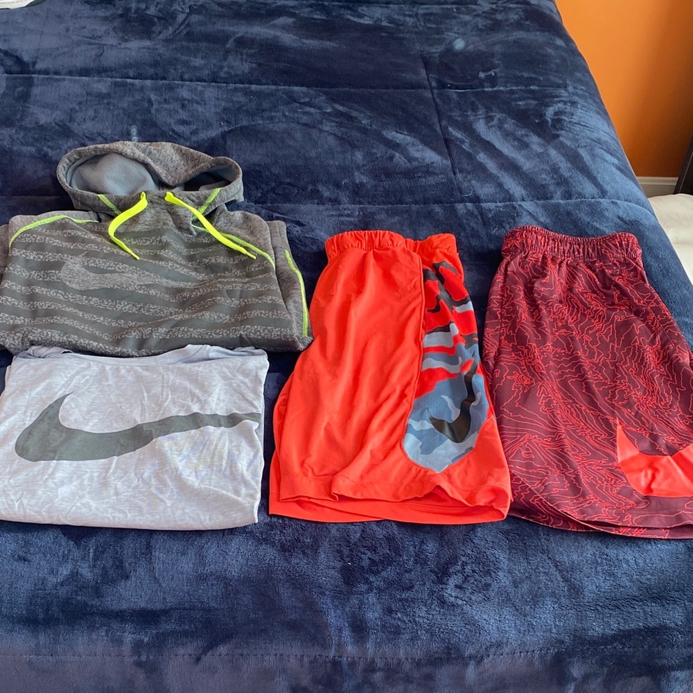 Nike Bundle Gray Hoodie with Red and Orange Shorts